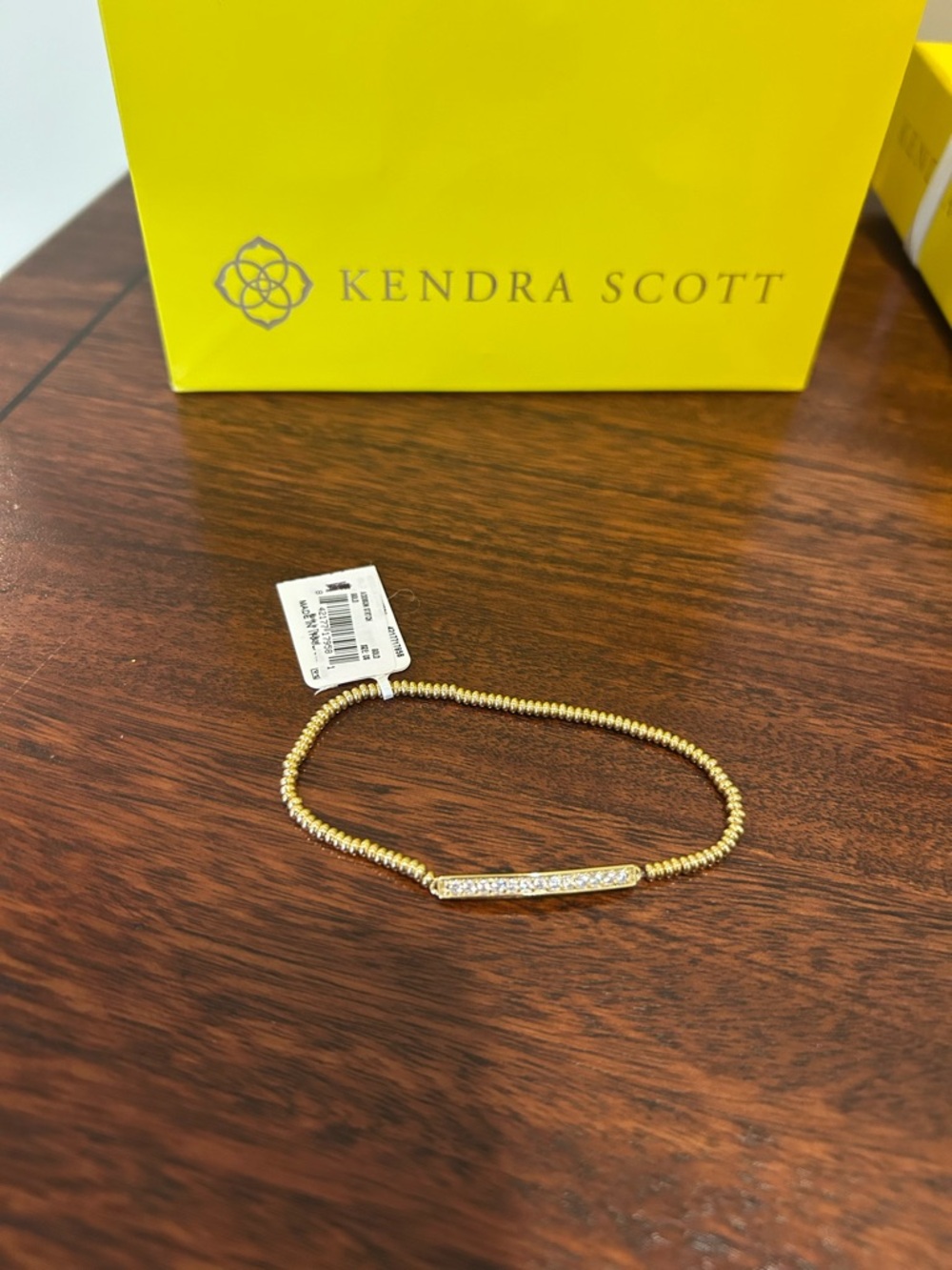 Kendra Scott Addison Gold Pave Bar Beaded Stretch Bracelet